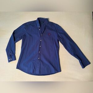 Men’s Blue Long Sleeve Button Down Polo